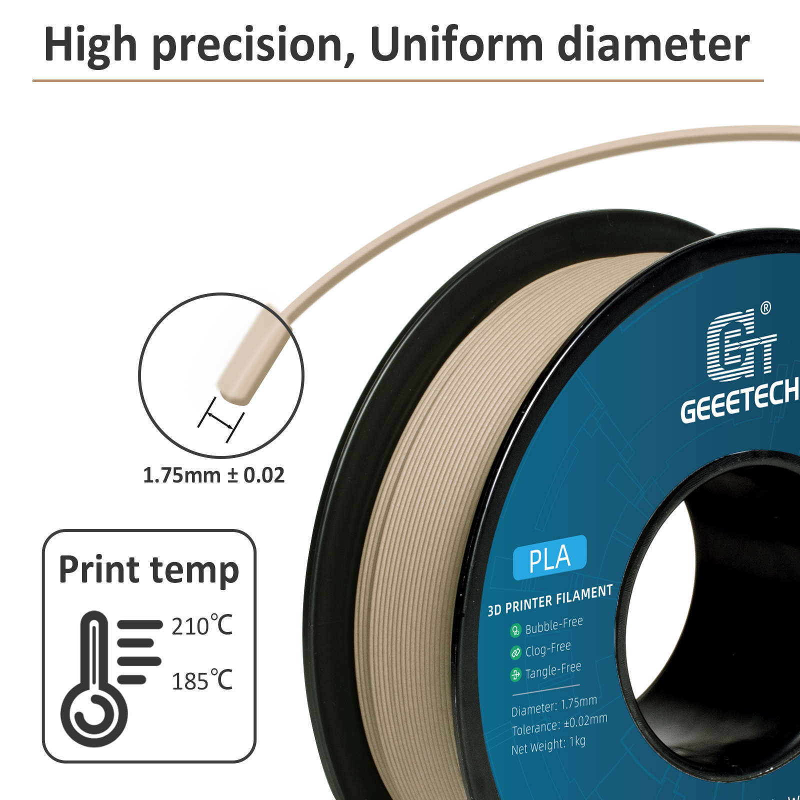 Geeetech Wood PLA 1kg 1.75mm F - 3D Printing Warehouse avis et prix