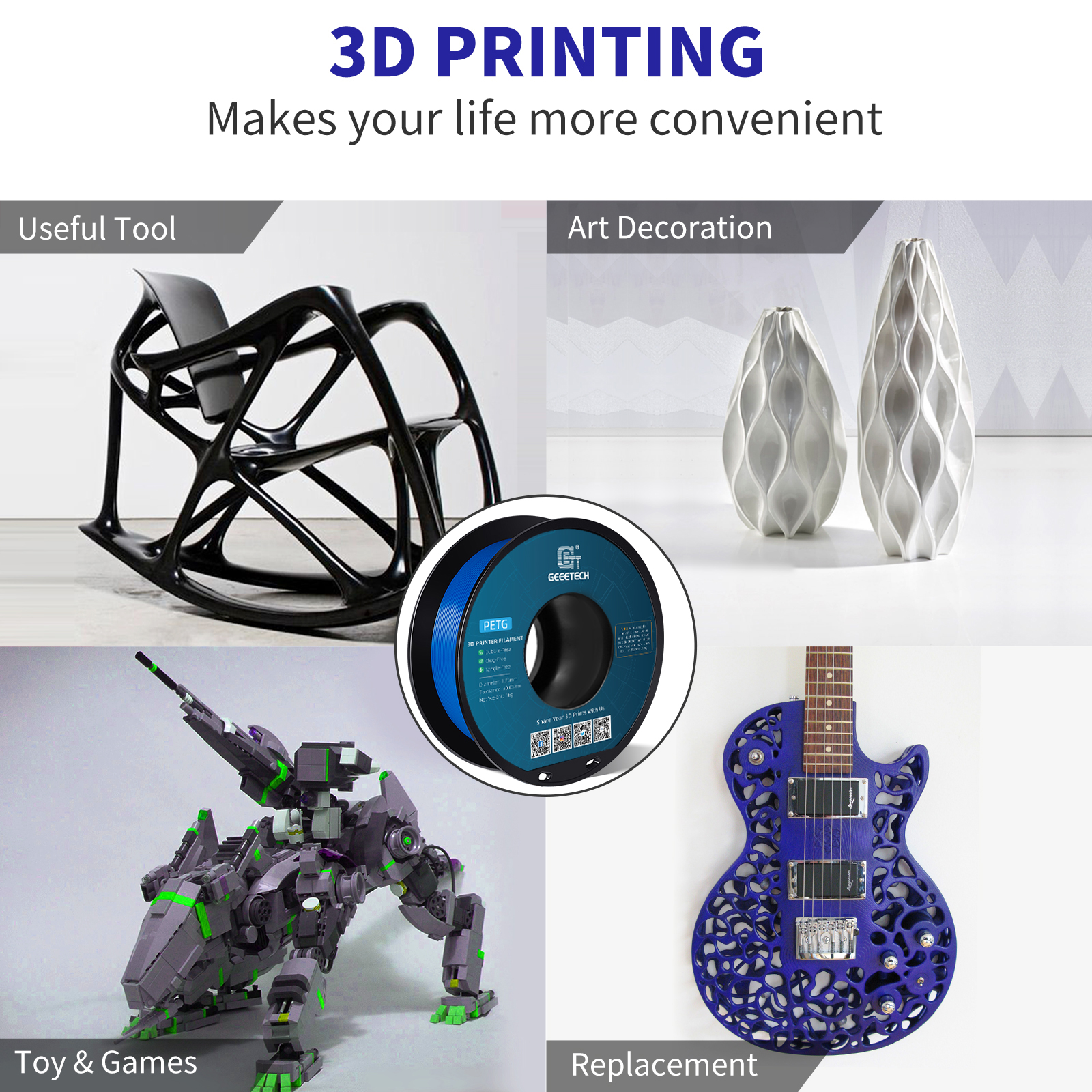 Geeetech 5kg PETG 1.75mm Filam - 3D Printing Warehouse avis et prix