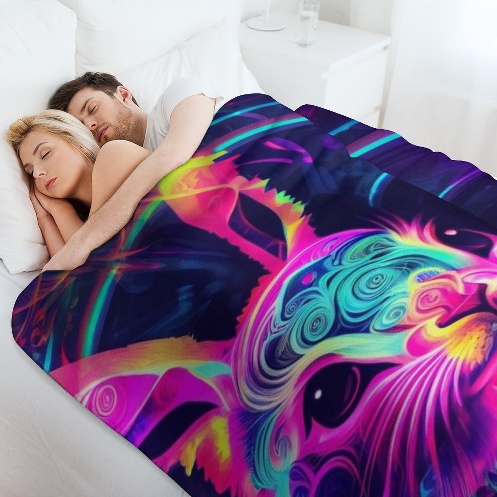 rabbit in neon Throw Blanket S - 3D Printing Rabbit avis et prix