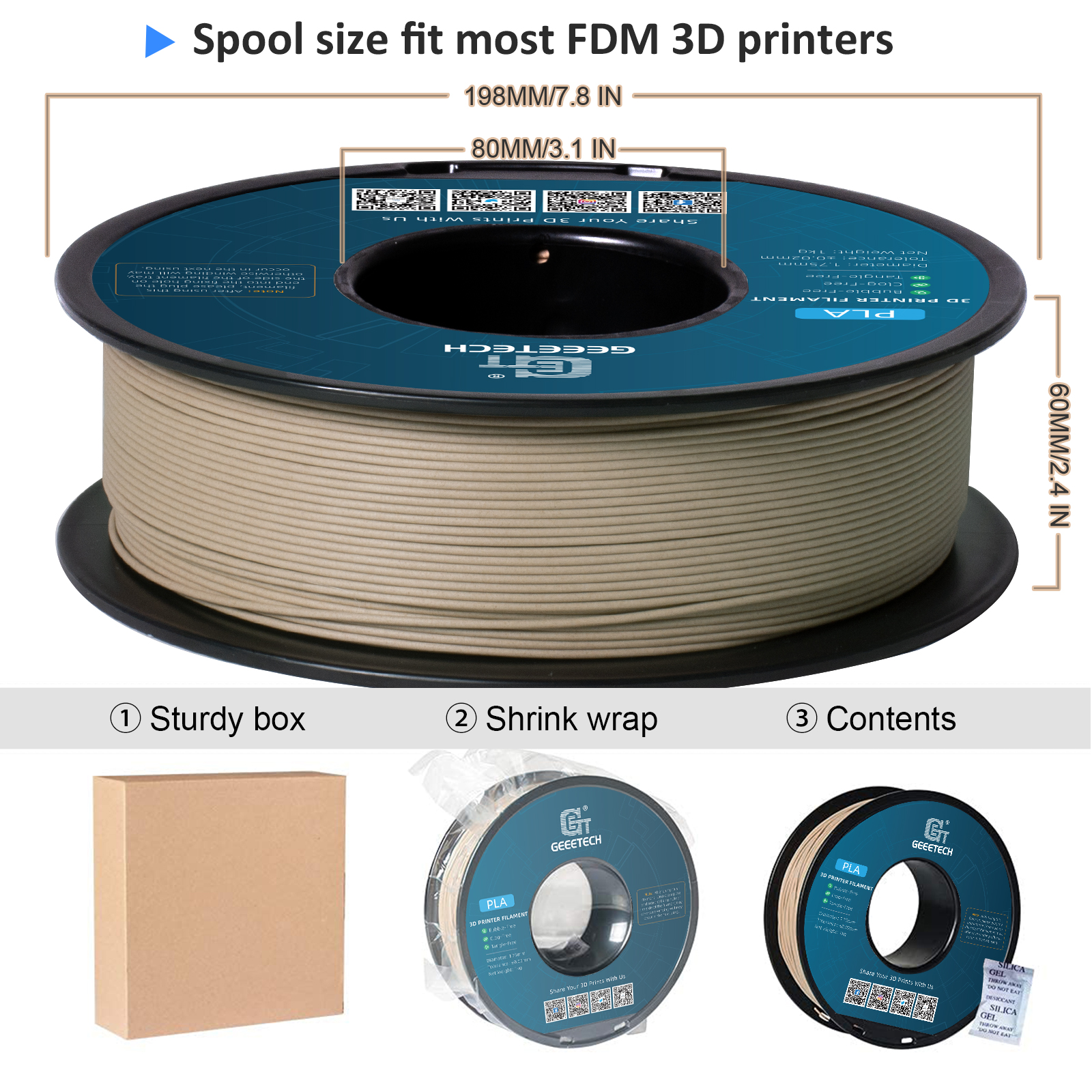 Geeetech Wood PLA 1kg 1.75mm F - 3D Printing Warehouse avis et prix